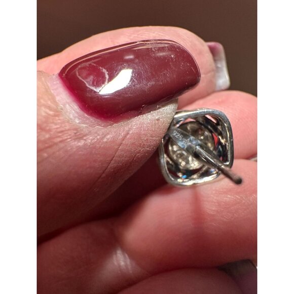 Sterling Square Knot Post Earrings - Picture 2 of 5